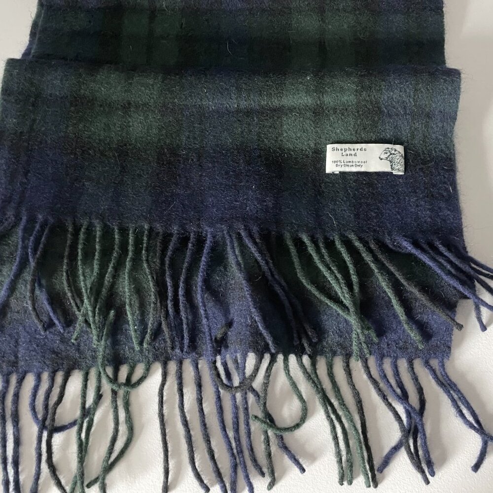 Shepherds Land Tartan Plaid Heritage Heritage Preppy Fringe Wool Scarf 65"x12"